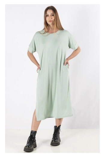 VESTIDO AMPLIO CON FRUNCES
